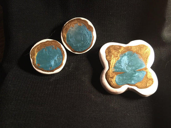 Porcelain Earrings w Pin  "Armelle"
