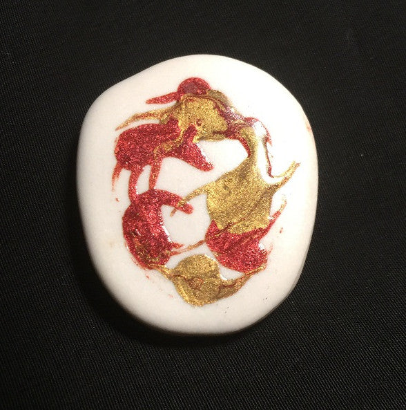 Porcelain Heart Broach  "Merritt"