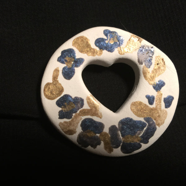 Porcelain Heart Broach  "Makena"