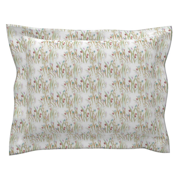 Grassy Pillow Sham with Flanged Detail